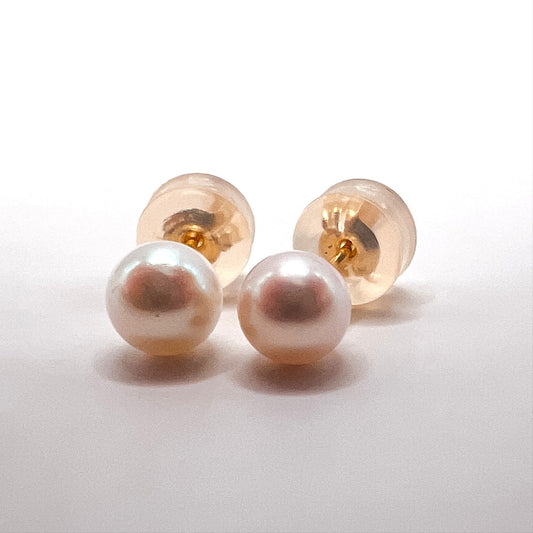"Lydian" 5.5mm Akoya Pearl Earrings in 14K Gold