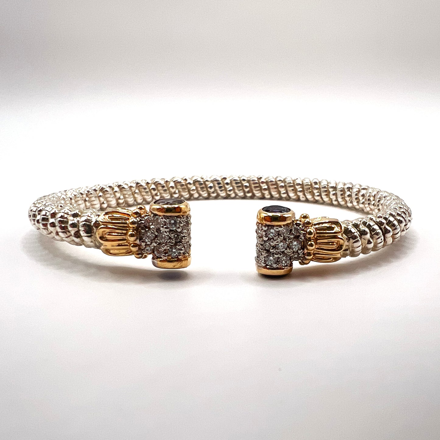 Vahan - 14K Gold & Sterling Silver Bracelet with Iolite and Diamonds