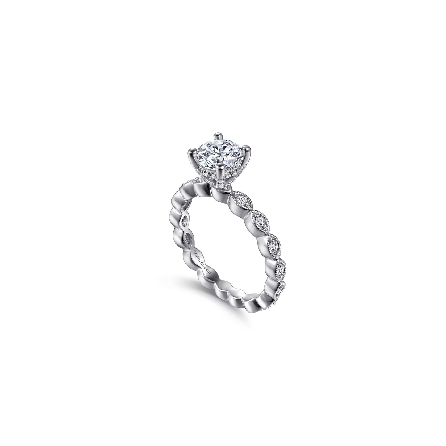Gabriel "Ally" Engagement Ring - 1.65ct Round Lab-Grown Diamond in 14K White Gold