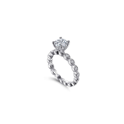 Gabriel "Ally" Engagement Ring - 1.65ct Round Lab-Grown Diamond in 14K White Gold