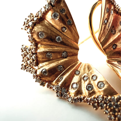 CLARTÉ - "Celine" 14k Yellow Gold Diamond Butterfly Earring