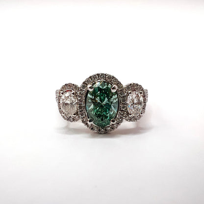 The "Marj" 14K White Gold Lab Grown Vivid Green Diamond Ring Venetti