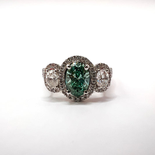 The "Marj" 14K White Gold Lab Grown Vivid Green Diamond Ring