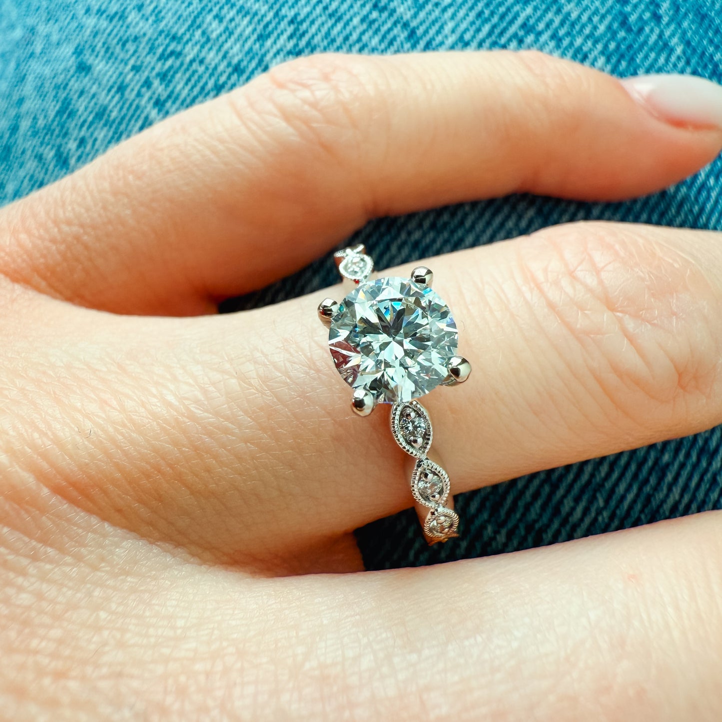 Gabriel "Lula" Engagement Ring - 1.02ct Round Lab-Grown Diamond in 14K White Gold