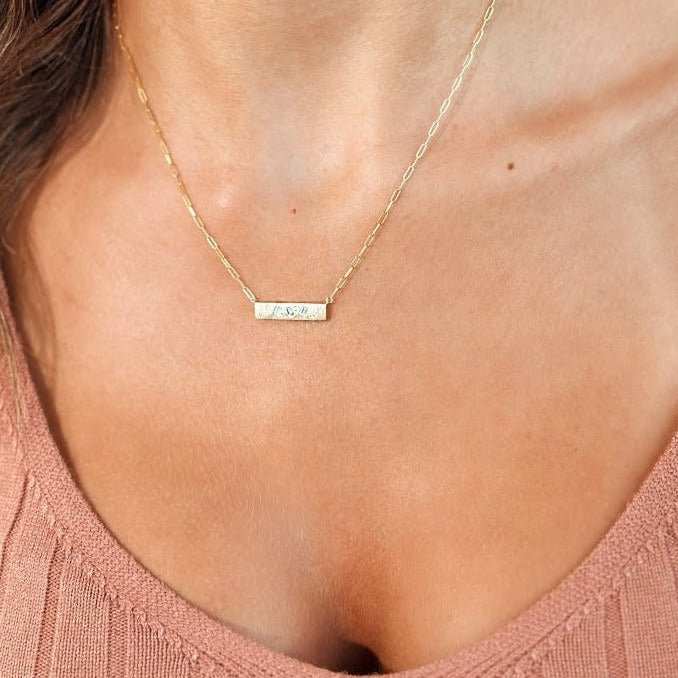 DILAMANI - Diamond Bar Paperclip Necklace Dilamani