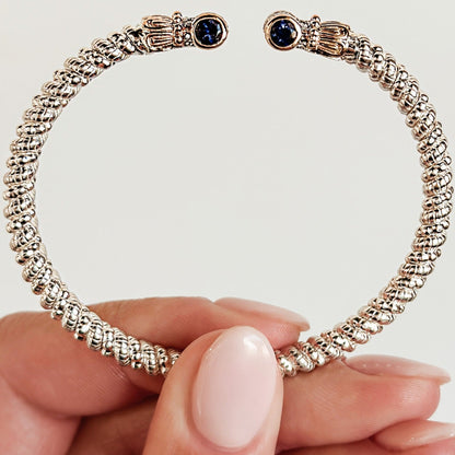 Vahan - 14K Gold & Sterling Silver Bracelet with Iolite and Diamonds