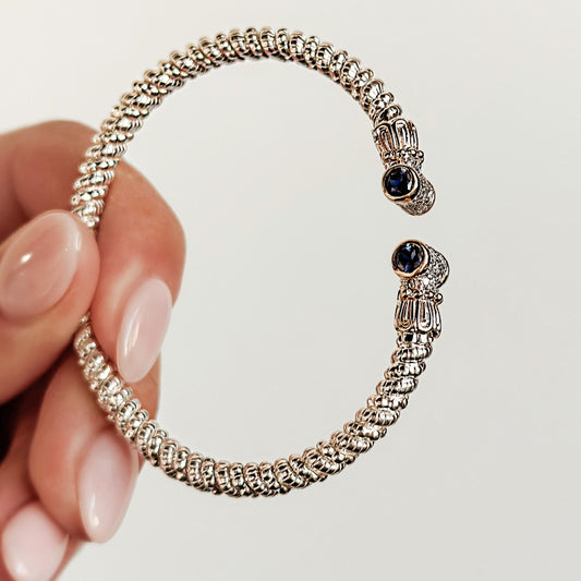 Vahan - 14K Gold & Sterling Silver Bracelet with Iolite and Diamonds