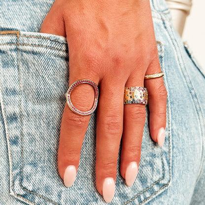 DILAMANI - Rainbow Sapphire & Diamond Cigar Ring