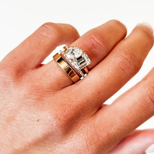 Toi & Moi Pear Shape and Emerald Cut Moissanite Engagement Ring Noam Carver