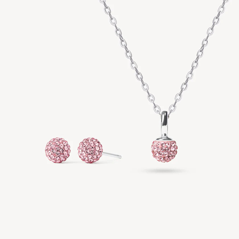 H&B Pink Mini Sparkle Ball Necklace Gift Set