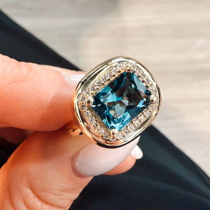 Button Ring- London Blue Topaz Ring
