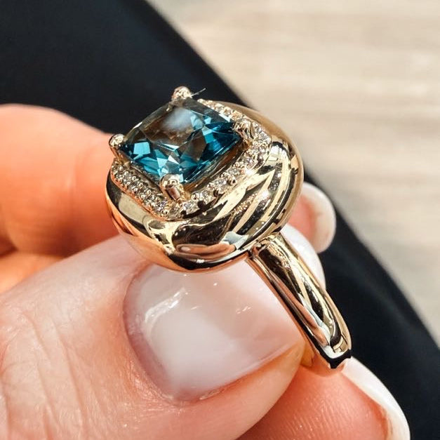 Button Ring- London Blue Topaz Ring