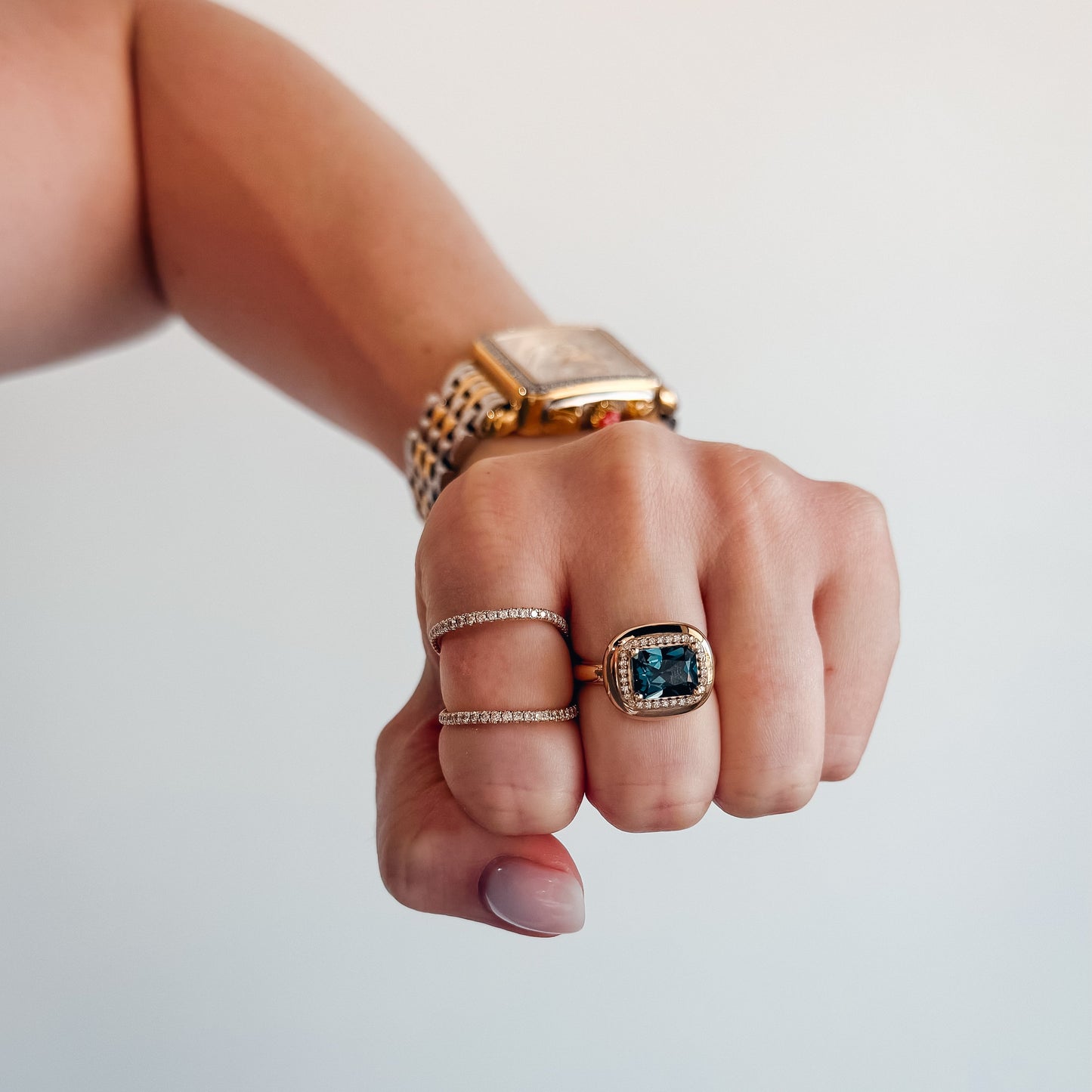 Button Ring- London Blue Topaz Ring