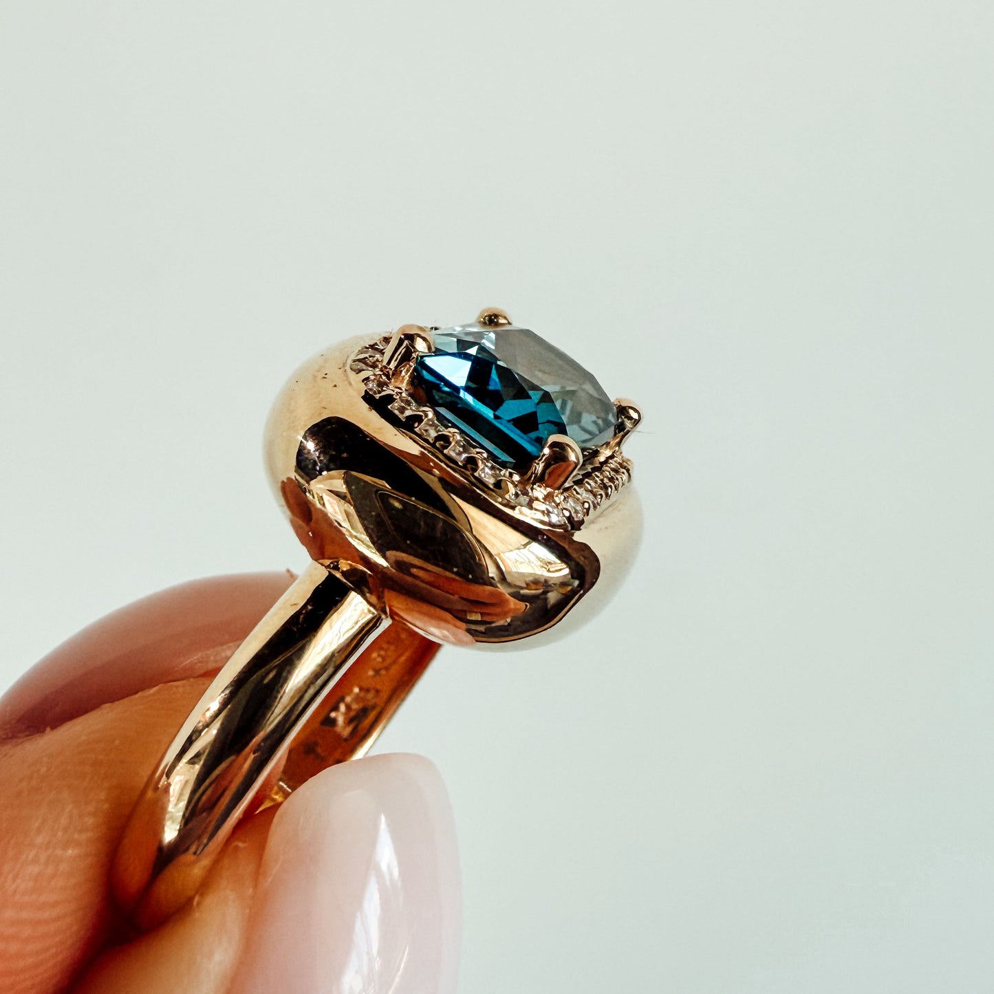 Button Ring- London Blue Topaz Ring