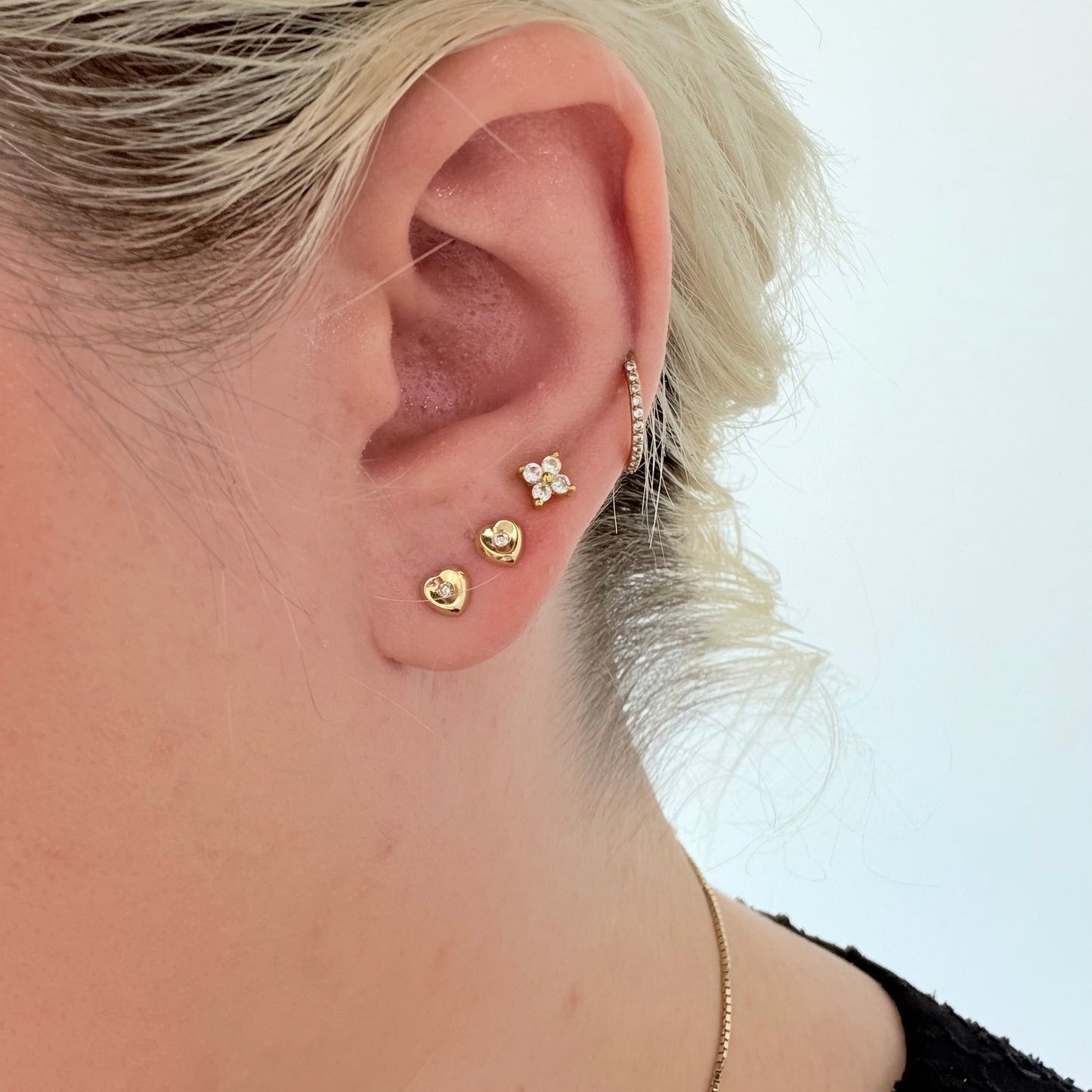"Penny" Tiny Heart Shaped Studs with Diamonds