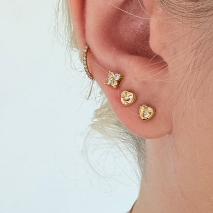 "Penny" Tiny Heart Shaped Studs with Diamonds