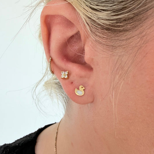 "Ducky" 18k Yellow Gold Studs