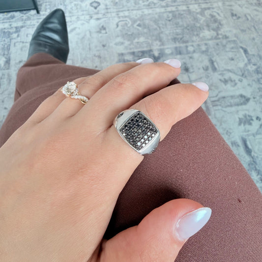 "Ember" Silver and Black Diamond Ring