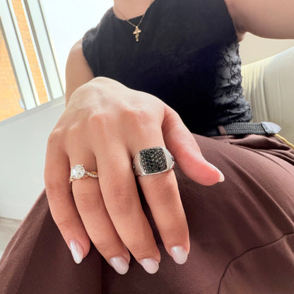 "Ember" Silver and Black Diamond Ring