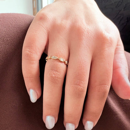 Yellow Gold Milgrain Diamond Band