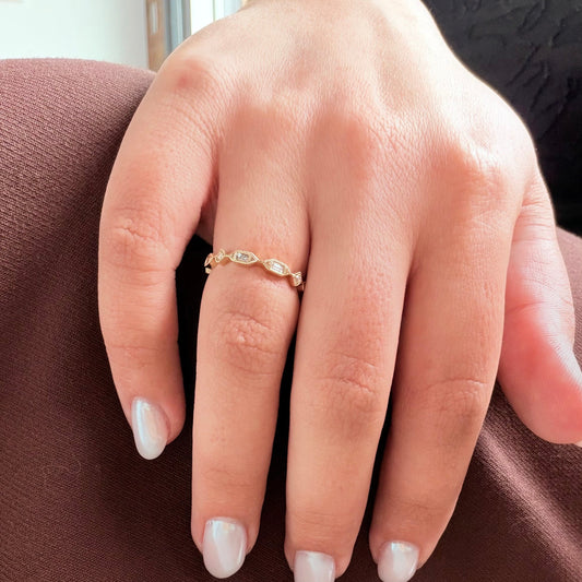 Yellow Gold Milgrain Diamond Band