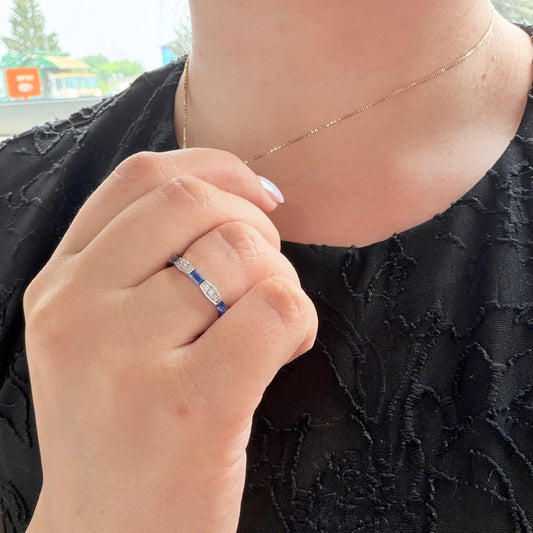White Gold Sapphire & Diamond Ring