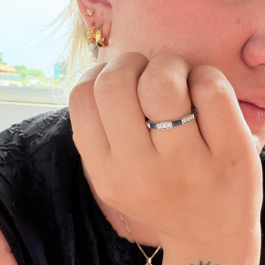 White Gold Sapphire & Diamond Ring