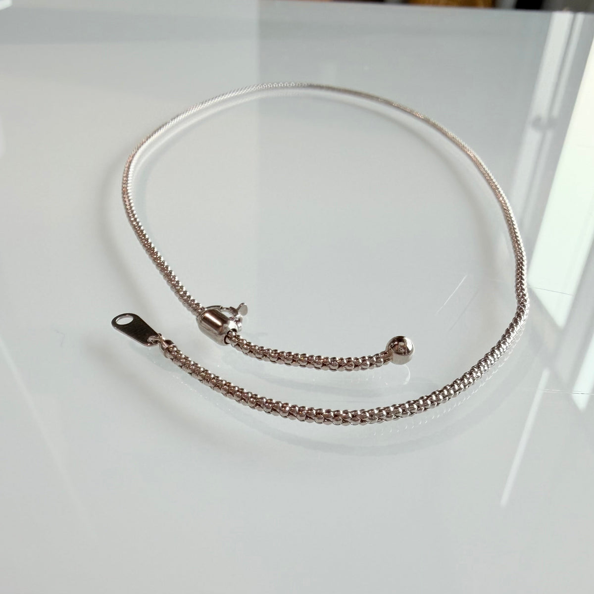 "Maisie" Platinum Adjustable Popcorn Chain Necklace