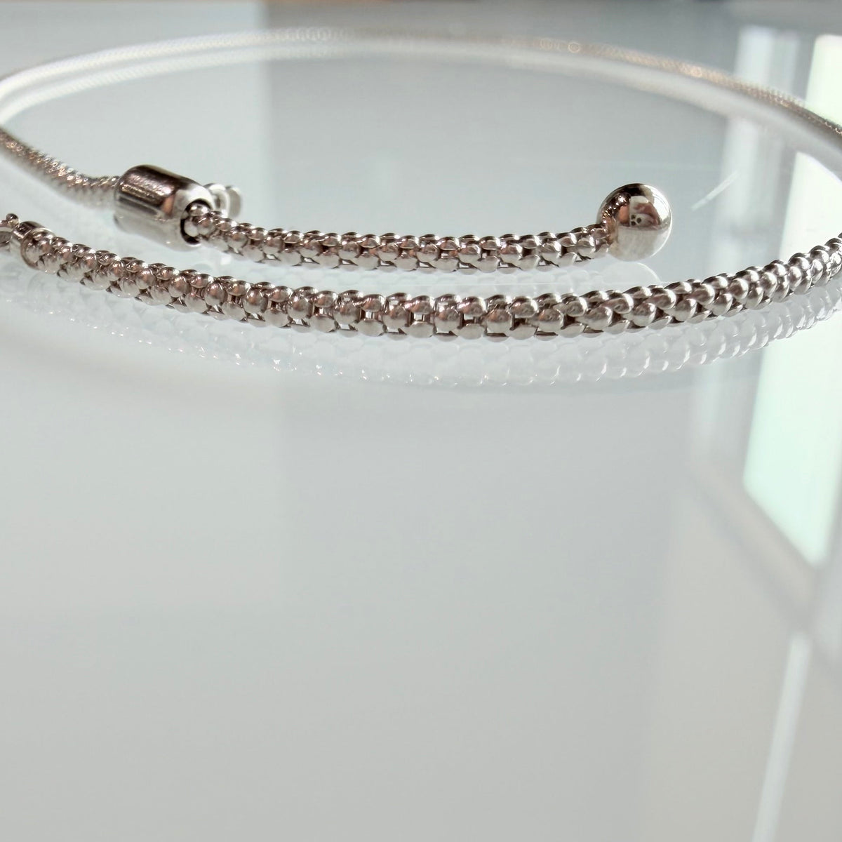 "Maisie" Platinum Adjustable Popcorn Chain Necklace