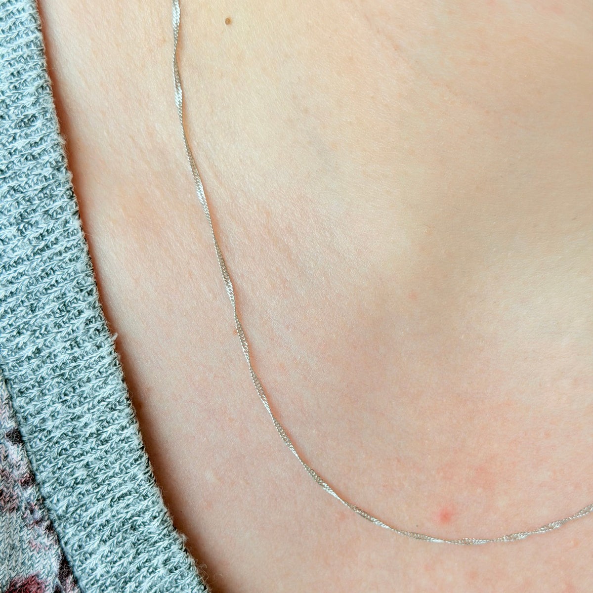 "Millie" Platinum Adjustable Singapore Chain Necklace