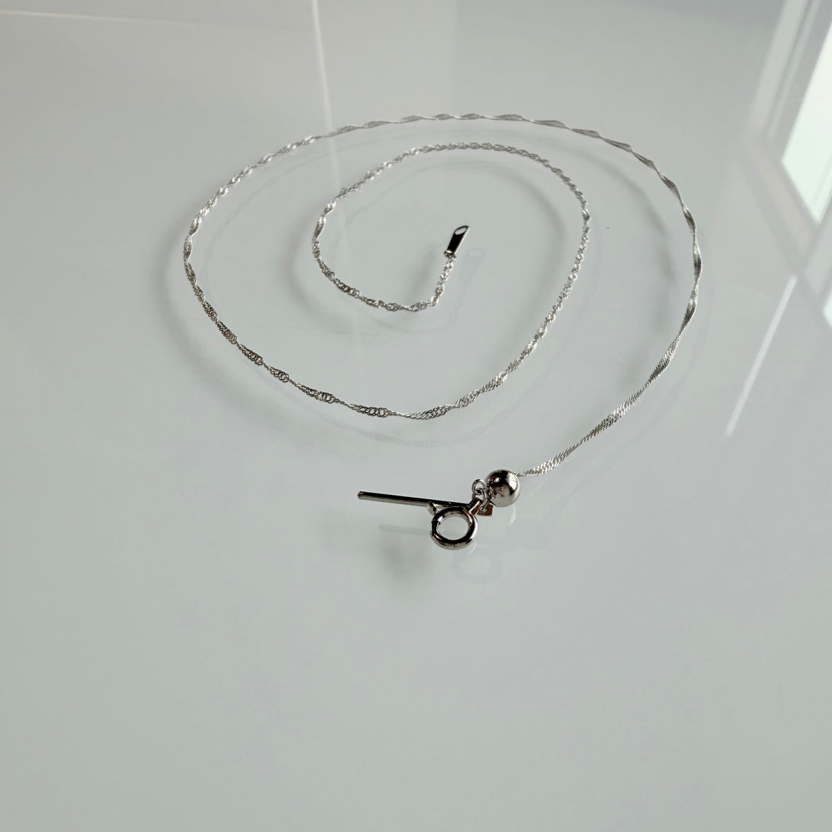 "Millie" Platinum Adjustable Singapore Chain Necklace