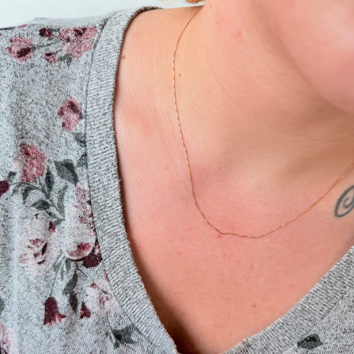 "Mable" 18k Yellow Gold Adjustable Box Chain Necklace