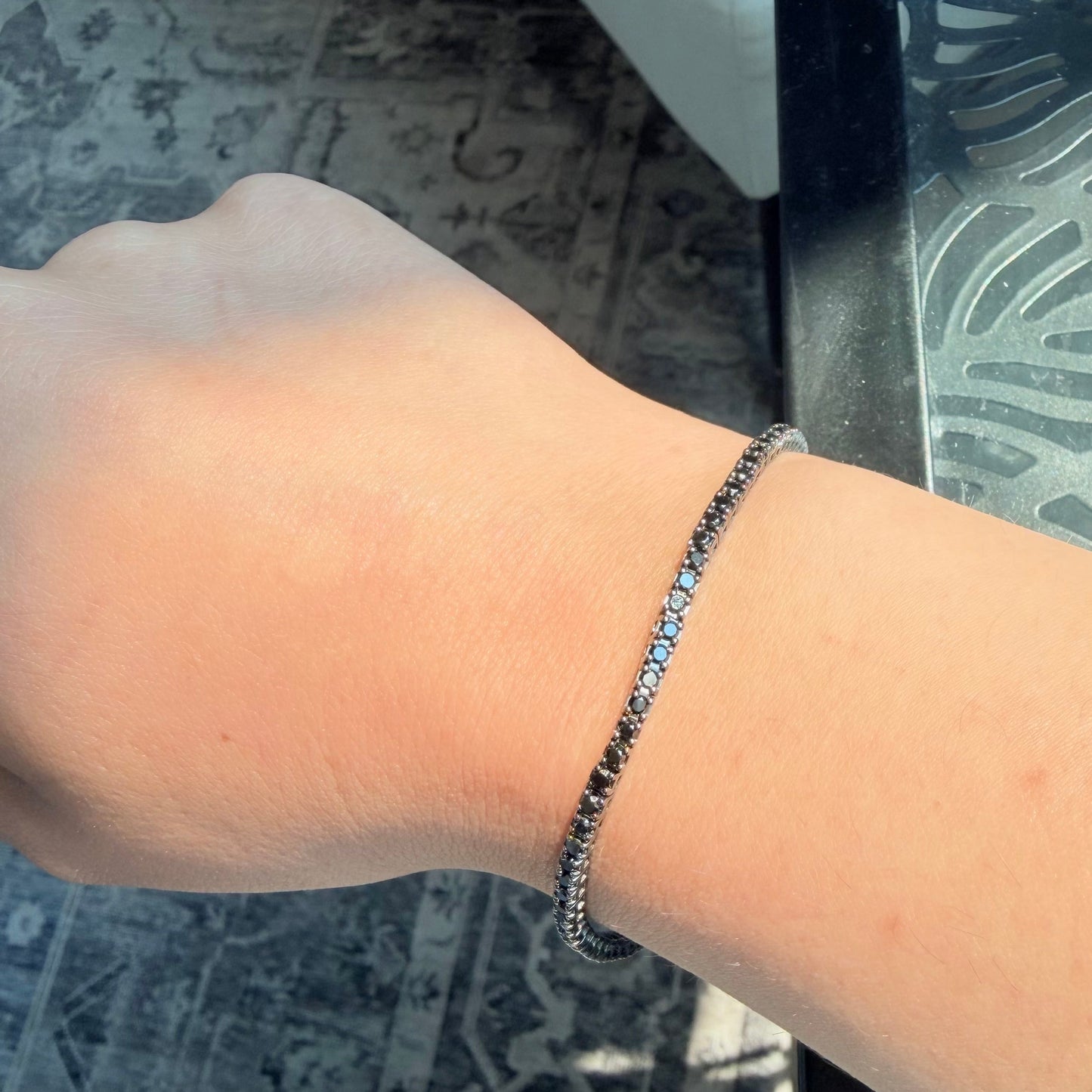 Stretch Black Diamond Tennis Bracelet in 14K White Gold with Black Rhodium - 2.80ct