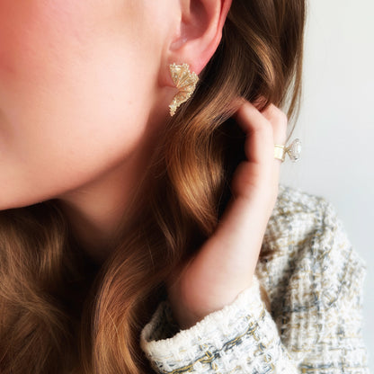 CLARTÉ - "Celine" 14k Yellow Gold Diamond Butterfly Earring