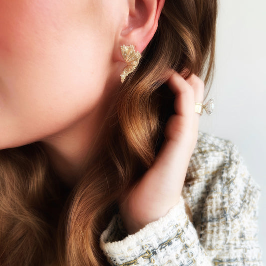 CLARTÉ - "Celine" 14k Yellow Gold Diamond Butterfly Earring