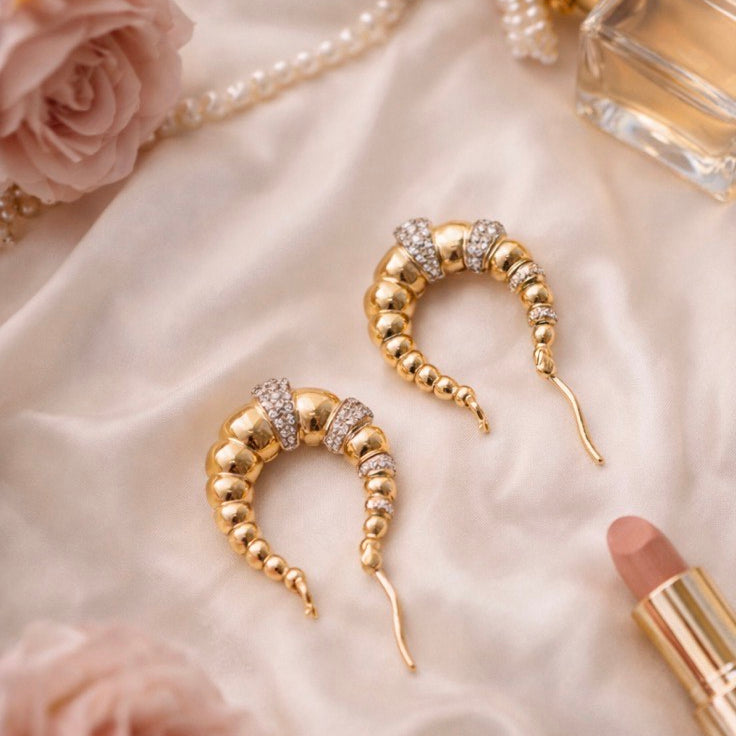 "Alexandra" 18k Gold Hoop Earrings with Diamonds