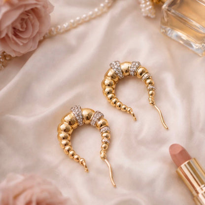 "Alexandra" 18k Gold Hoop Earrings with Diamonds