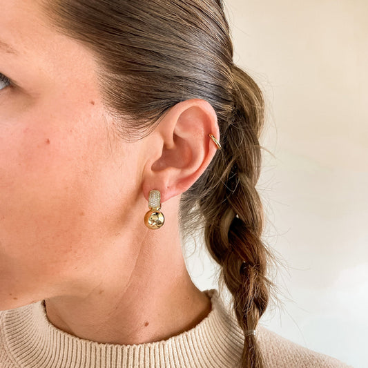 "Peyton" Pave Diamond Ball Huggie Earrings in 14K Yellow Gold
