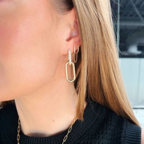 "Seraphine" 14K Gold Pave Diamond Hoops Clarté