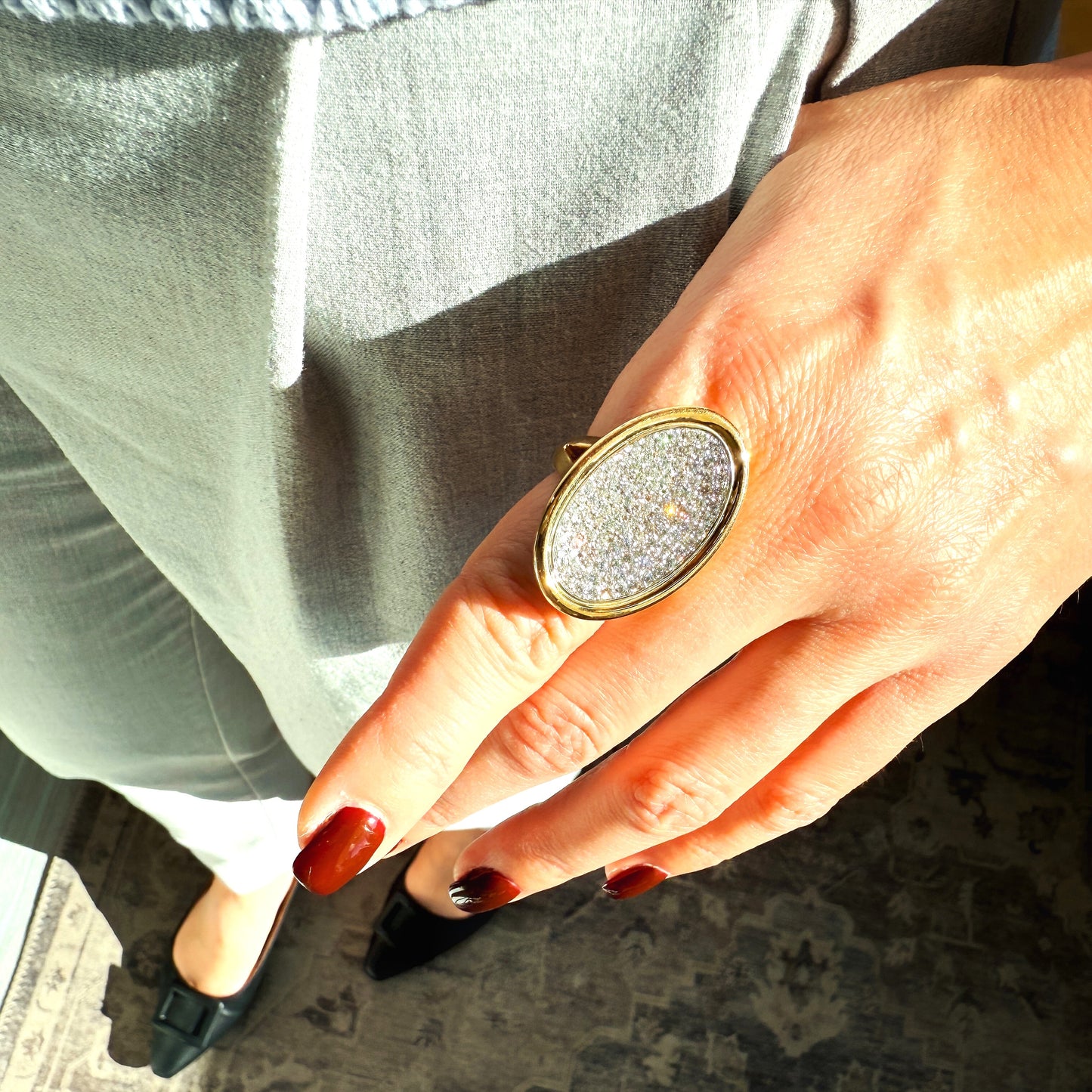 "Aveline" 18K Gold Ring with 1.46ct Pave Diamonds