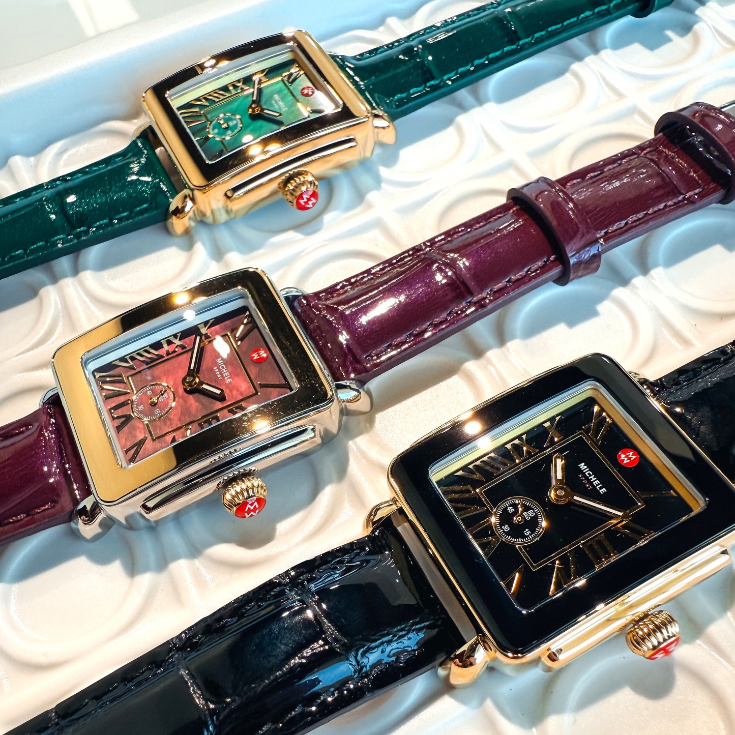 MICHELE - Deco Sport Mid Gold-Plated Leather Watch
