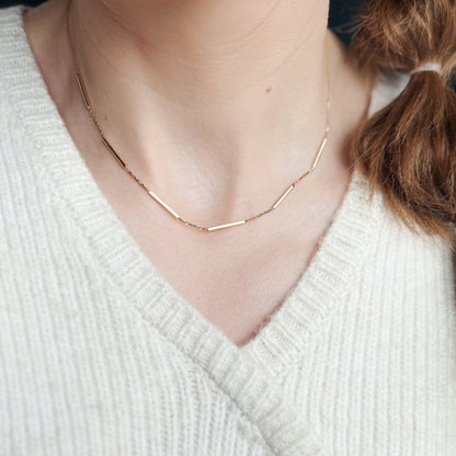 "Lyra" 10K Polished 6-Bar Station Necklace