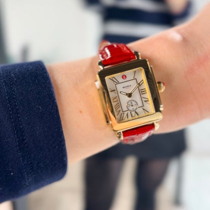 MICHELE - Deco Sport Mid Gold-Plated Leather Watch