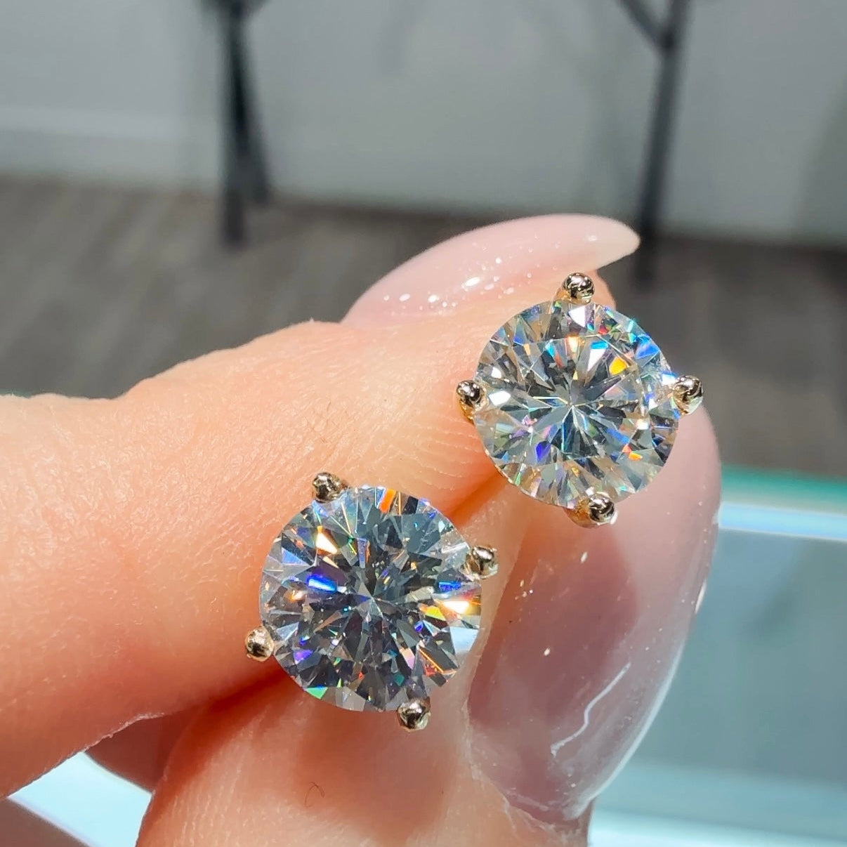 Lab Diamond Martini Stud Earrings in 14K Gold