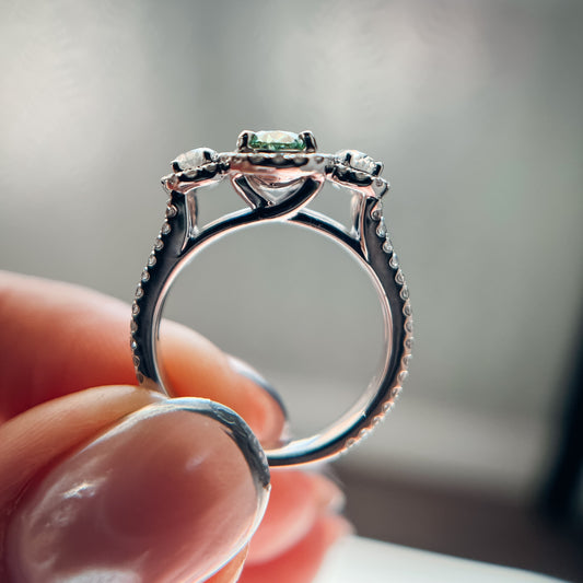 The "Marj" 14K White Gold Lab Grown Vivid Green Diamond Ring