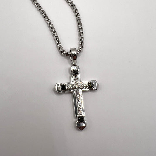 "Jax" Silver Diamond Cross Pendant