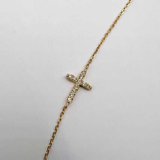 "Ginny" 18k Cross Bracelet