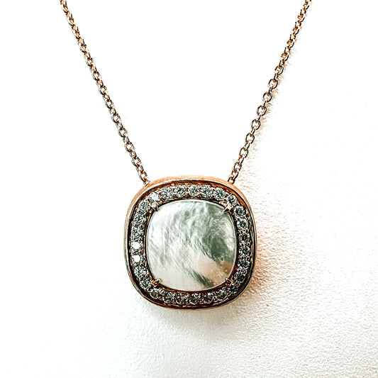 CLARTÉ - "Nedra" 14k Yellow Gold Cushion Pendant with Chain