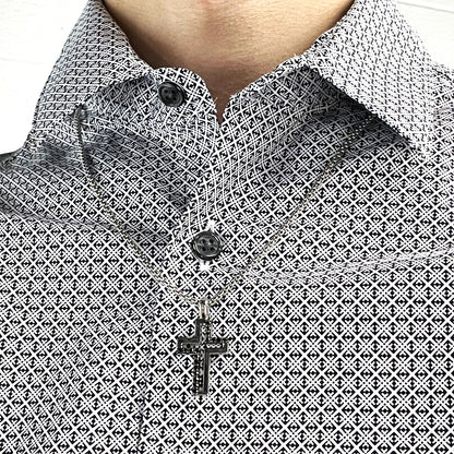 "Jordan" Silver Cross Pendant with Black Diamonds