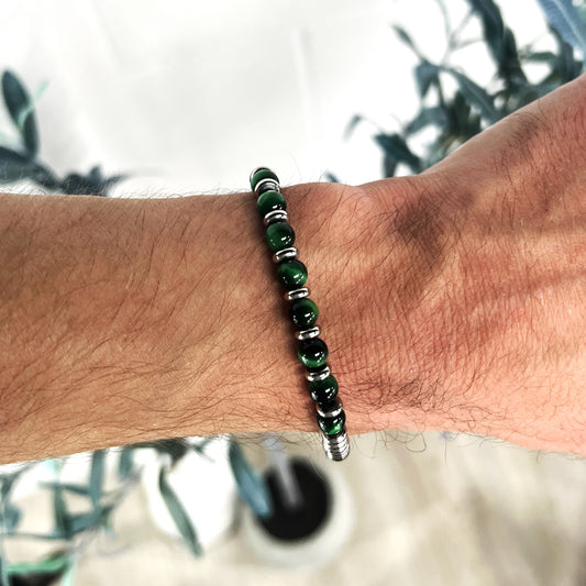 ITALGEM - Kirin Green Tiger Eye Bead Bracelet